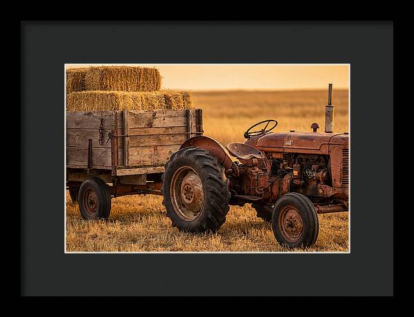 Vintage Tractor With Hay Wagon