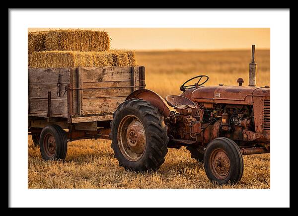 Vintage Tractor With Hay Wagon