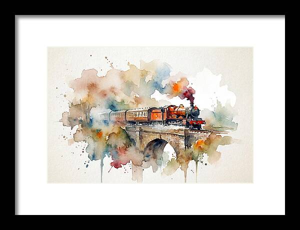 Vintage Train Crossing Bridge
