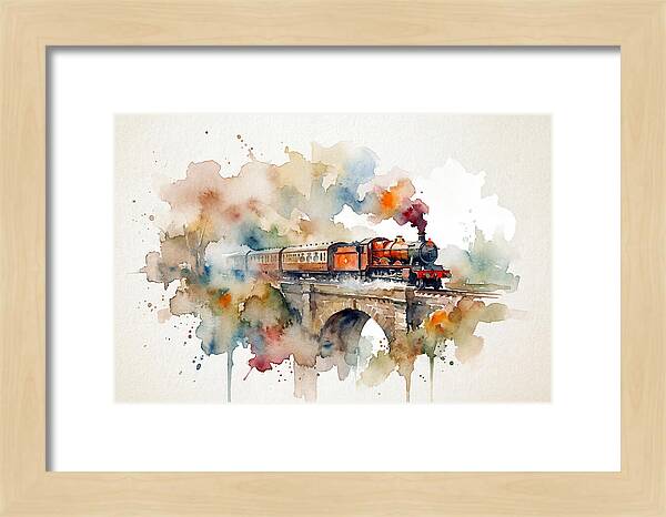 Vintage Train Crossing Bridge