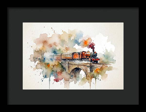 Vintage Train Crossing Bridge