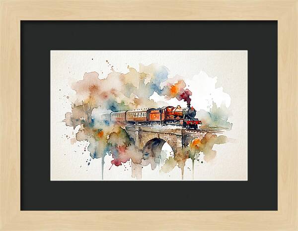 Vintage Train Crossing Bridge