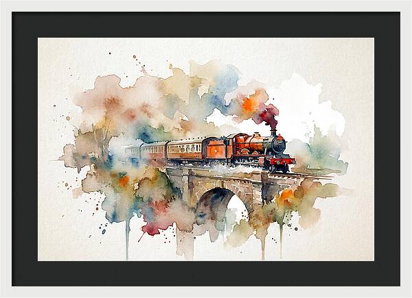 Vintage Train Crossing Bridge