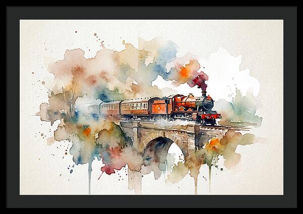 Vintage Train Crossing Bridge