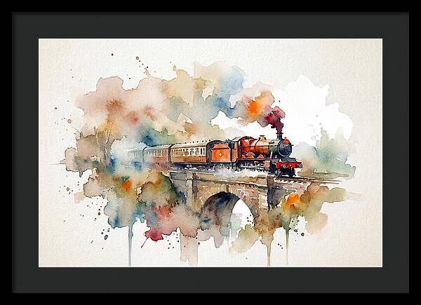 Vintage Train Crossing Bridge