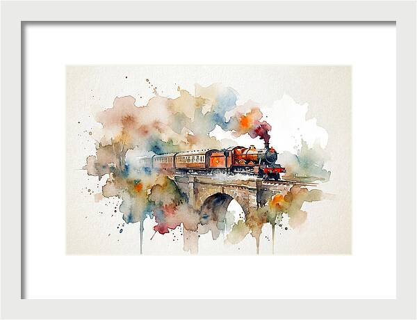 Vintage Train Crossing Bridge