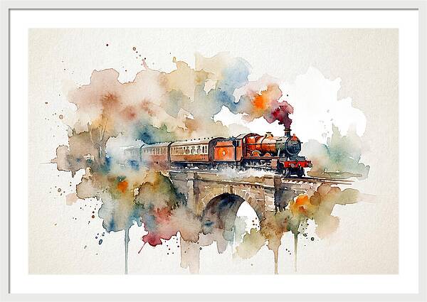 Vintage Train Crossing Bridge