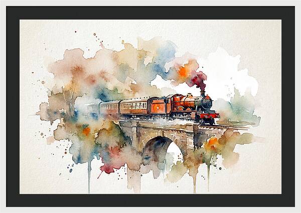 Vintage Train Crossing Bridge