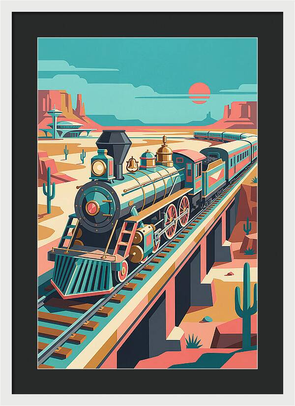 Vintage Train Journey Through Desert