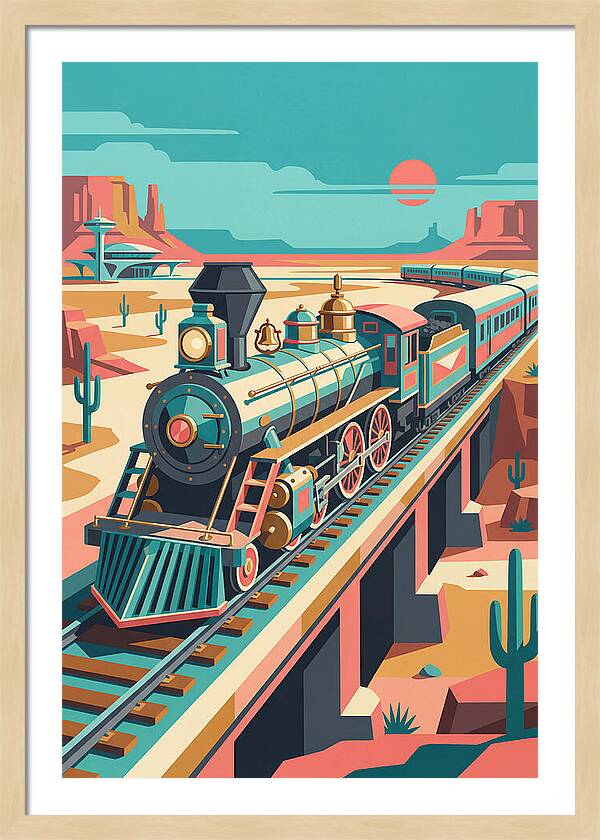 Vintage Train Journey Through Desert