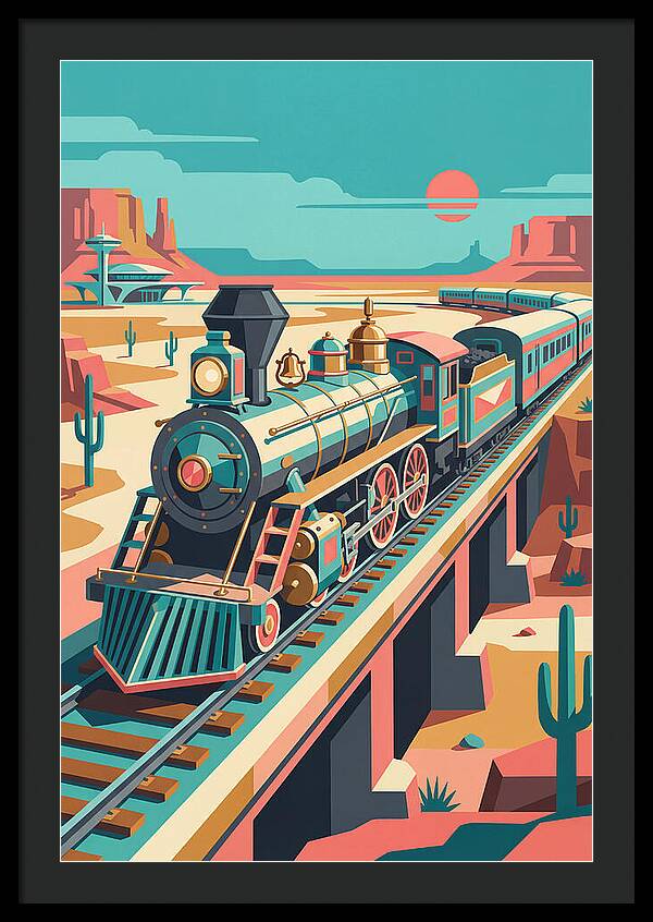 Vintage Train Journey Through Desert