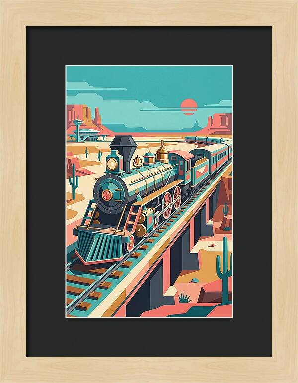 Vintage Train Journey Through Desert