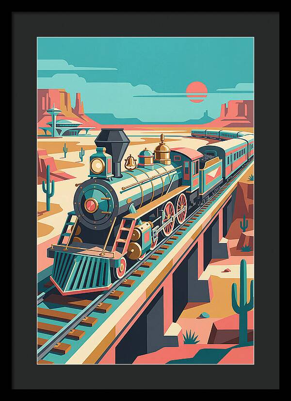 Vintage Train Journey Through Desert