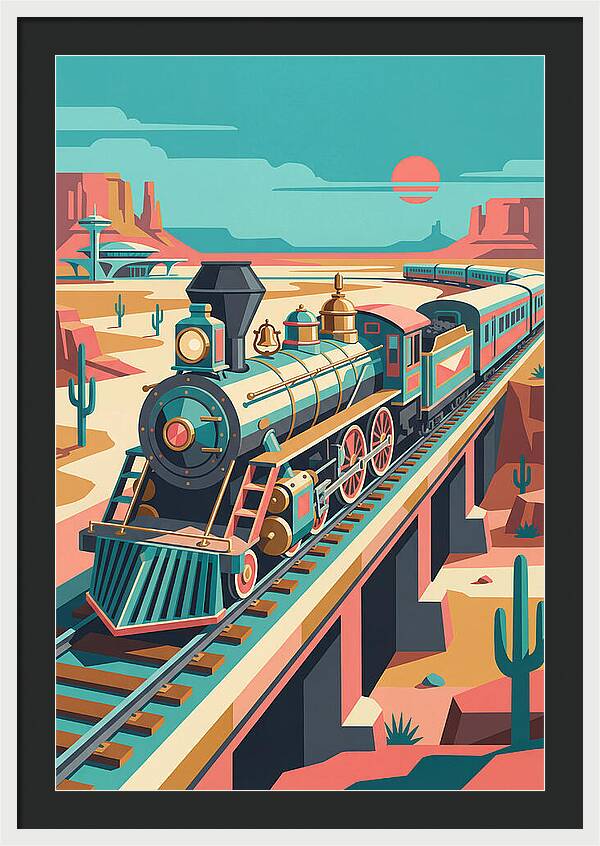 Vintage Train Journey Through Desert