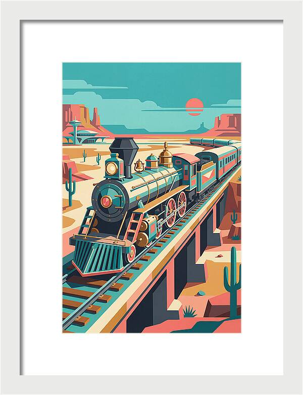 Vintage Train Journey Through Desert