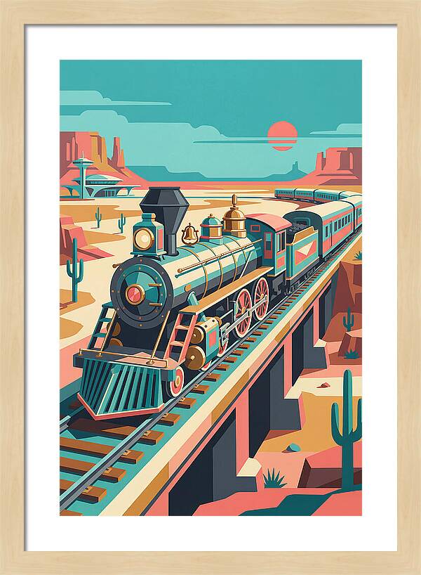 Vintage Train Journey Through Desert