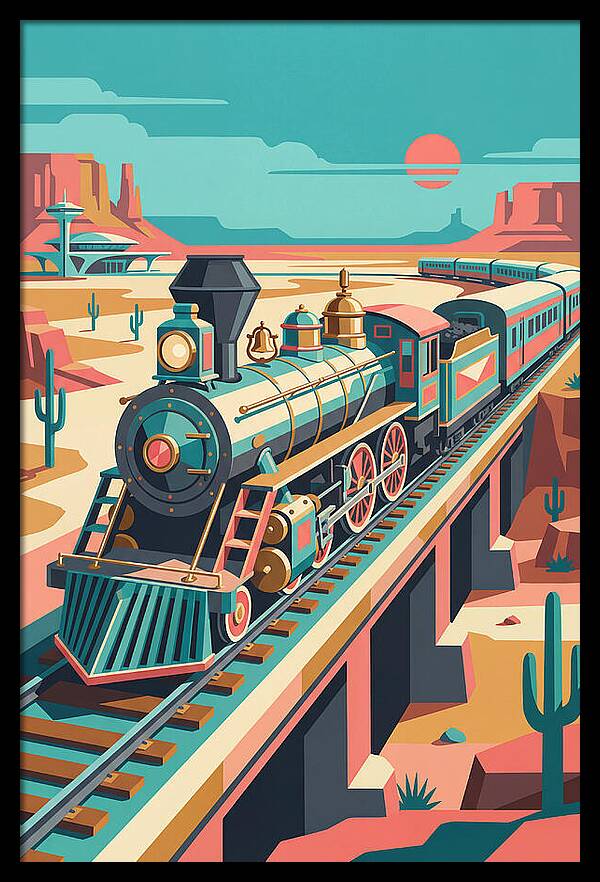 Vintage Train Journey Through Desert
