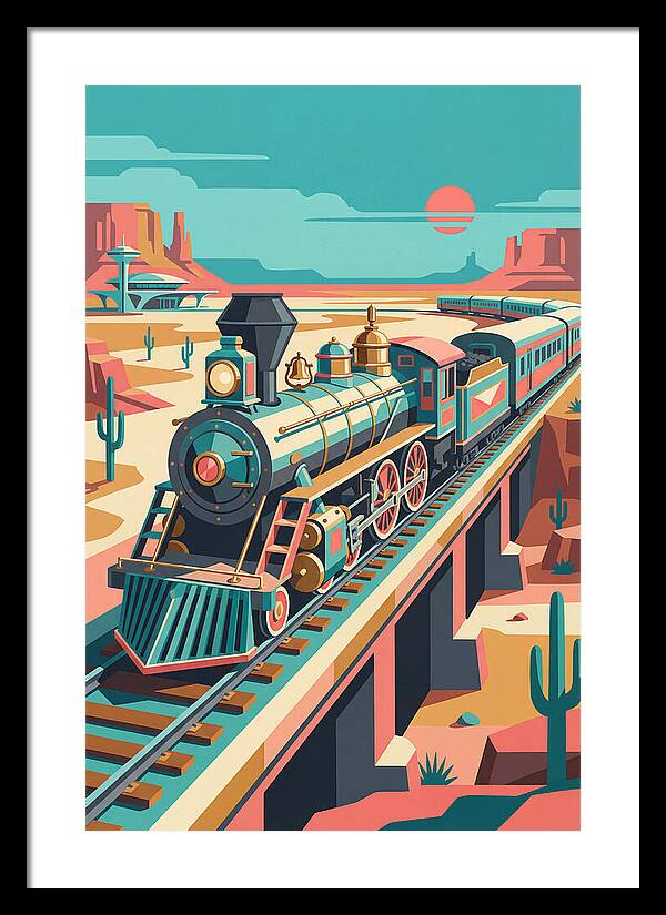 Vintage Train Journey Through Desert