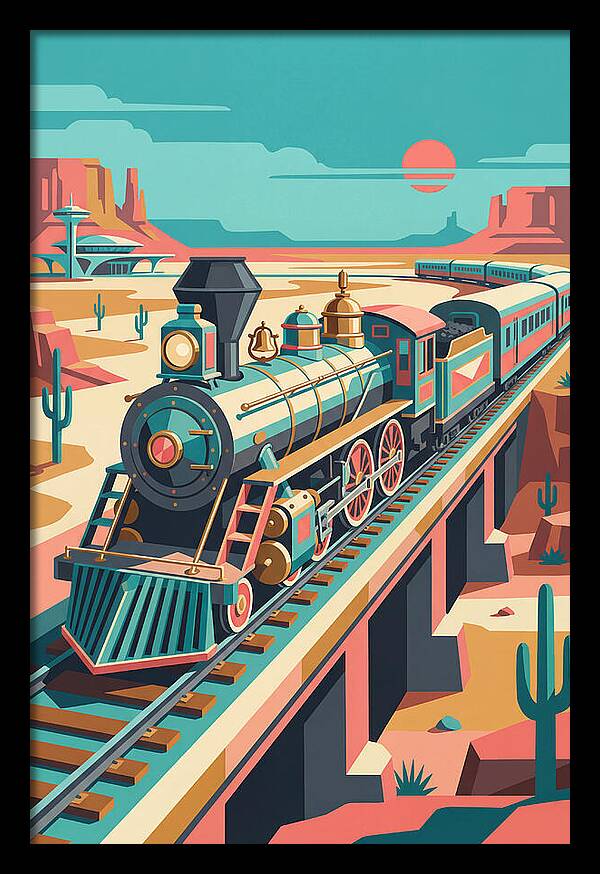 Vintage Train Journey Through Desert