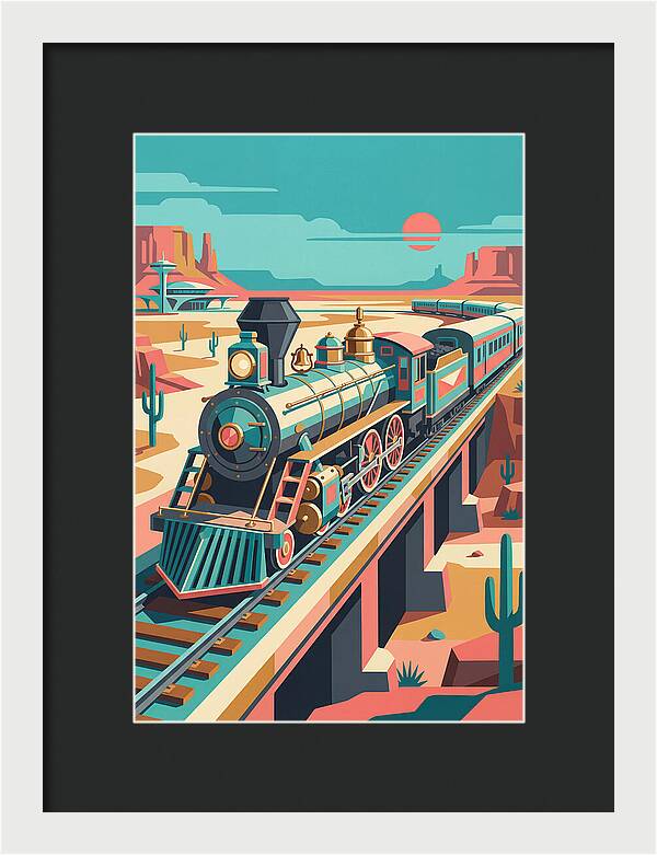 Vintage Train Journey Through Desert