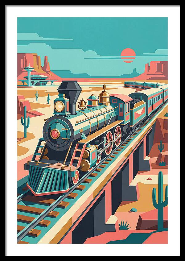 Vintage Train Journey Through Desert