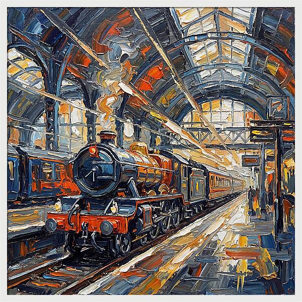 Vintage Train Station Scene