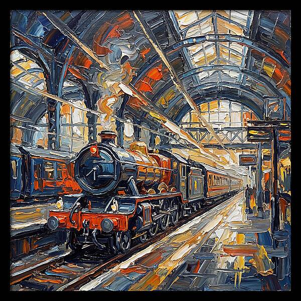 Vintage Train Station Scene