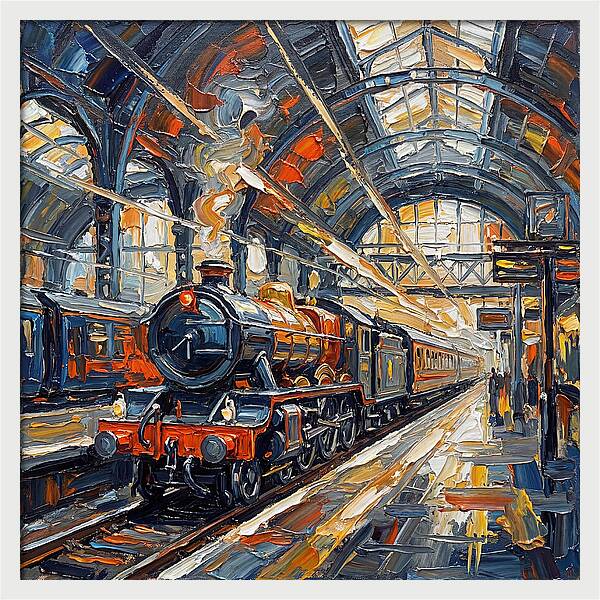 Vintage Train Station Scene