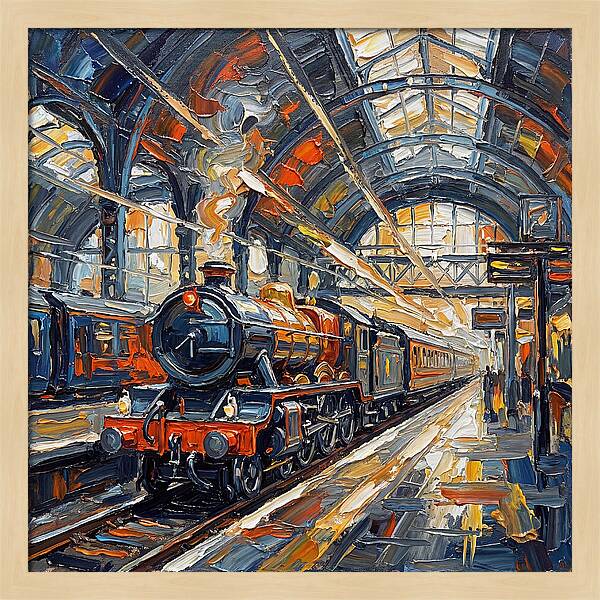 Vintage Train Station Scene