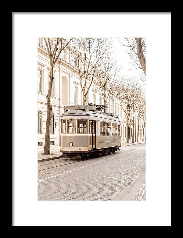 Vintage Tram On Tree Lined Boulevard