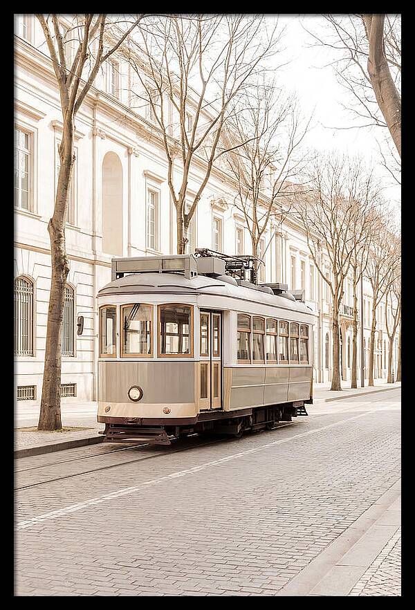 Vintage Tram On Tree Lined Boulevard