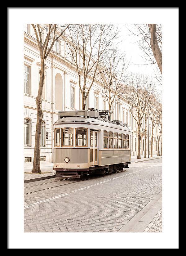 Vintage Tram On Tree Lined Boulevard