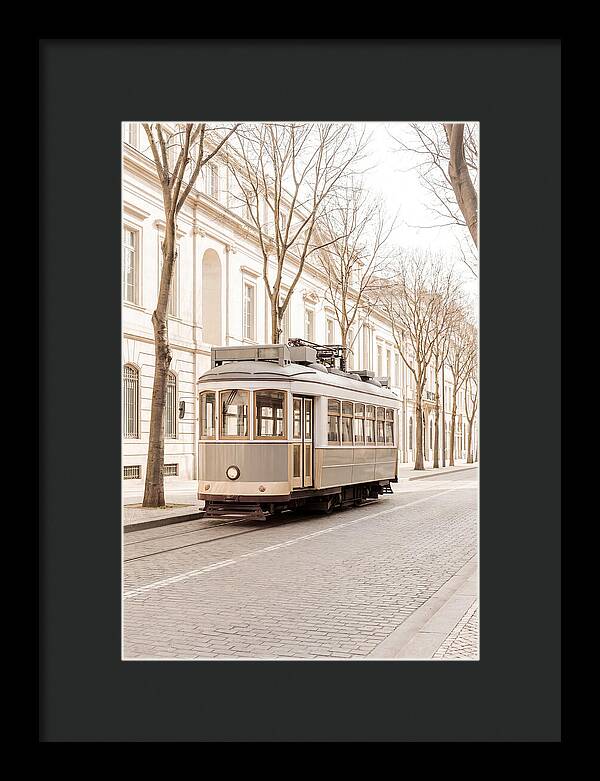 Vintage Tram On Tree Lined Boulevard