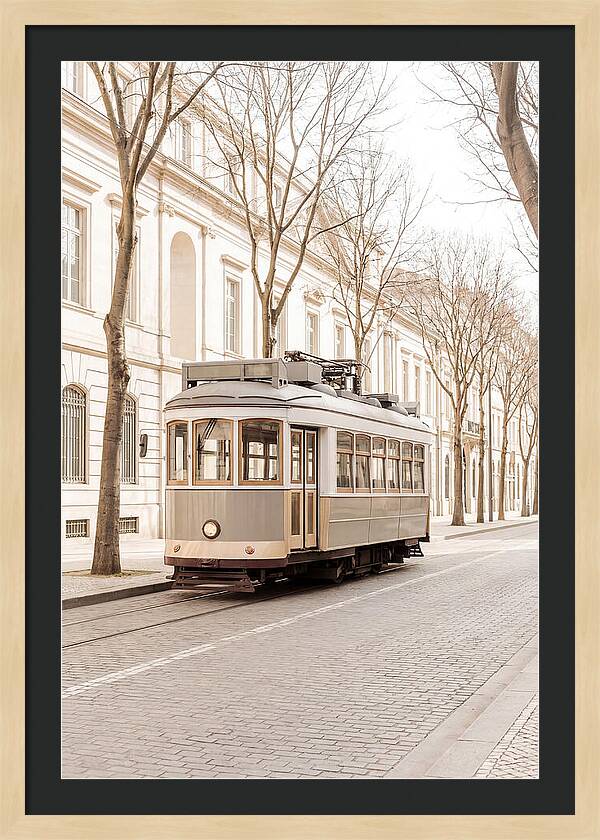 Vintage Tram On Tree Lined Boulevard