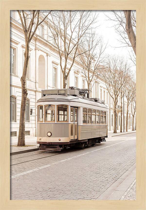 Vintage Tram On Tree Lined Boulevard