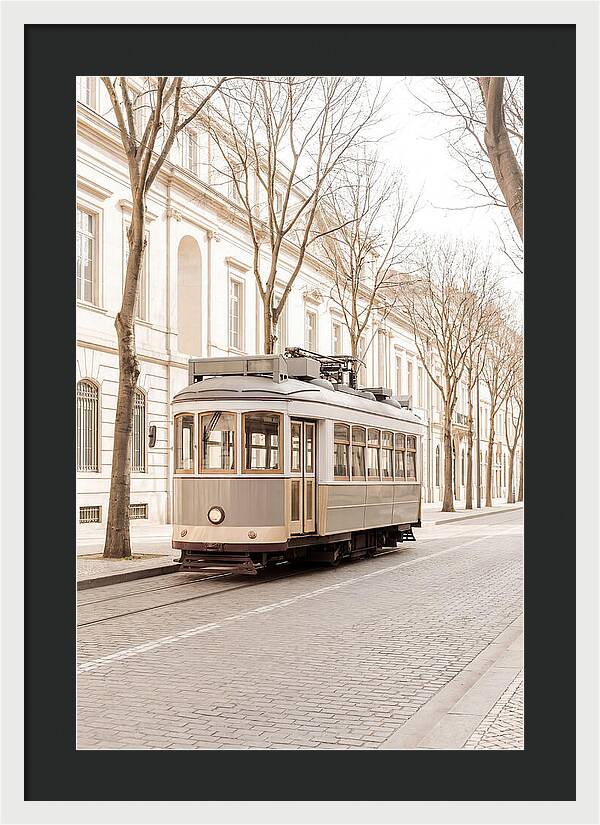Vintage Tram On Tree Lined Boulevard