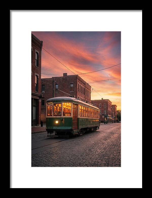 Vintage Trolley Car At Sunset