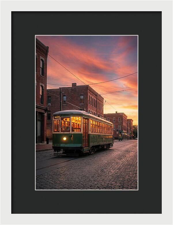 Vintage Trolley Car At Sunset