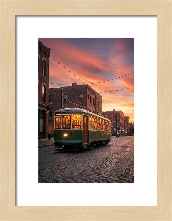 Vintage Trolley Car At Sunset