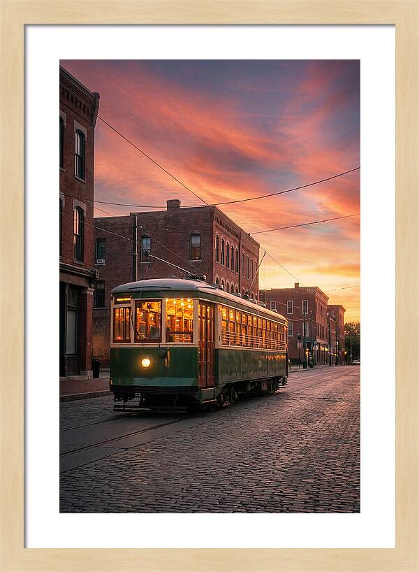 Vintage Trolley Car At Sunset