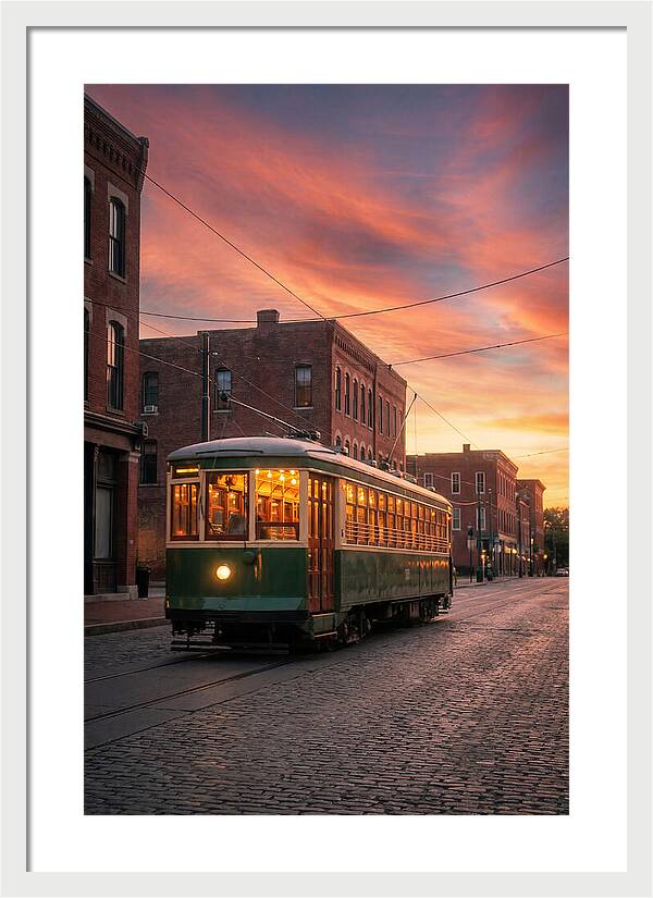 Vintage Trolley Car At Sunset