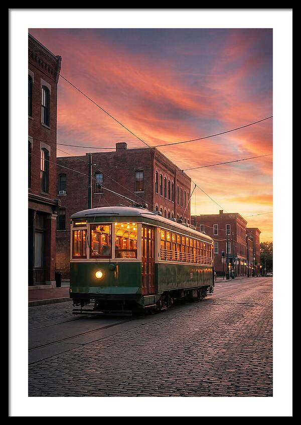 Vintage Trolley Car At Sunset