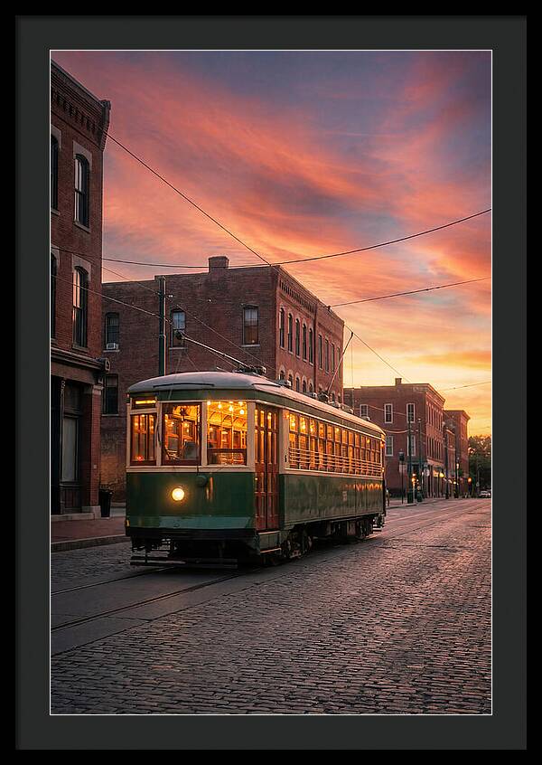 Vintage Trolley Car At Sunset