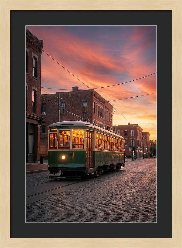 Vintage Trolley Car At Sunset