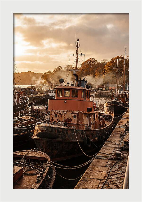 Vintage Tugboat At Dusk