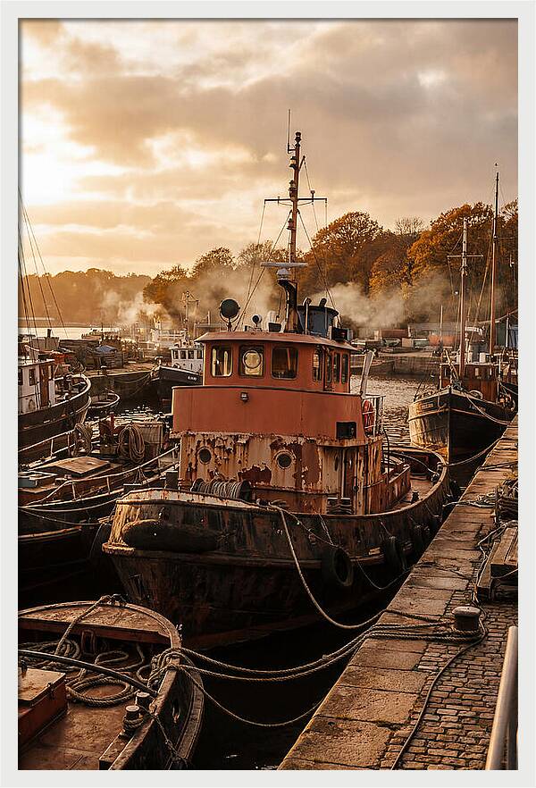Vintage Tugboat At Dusk
