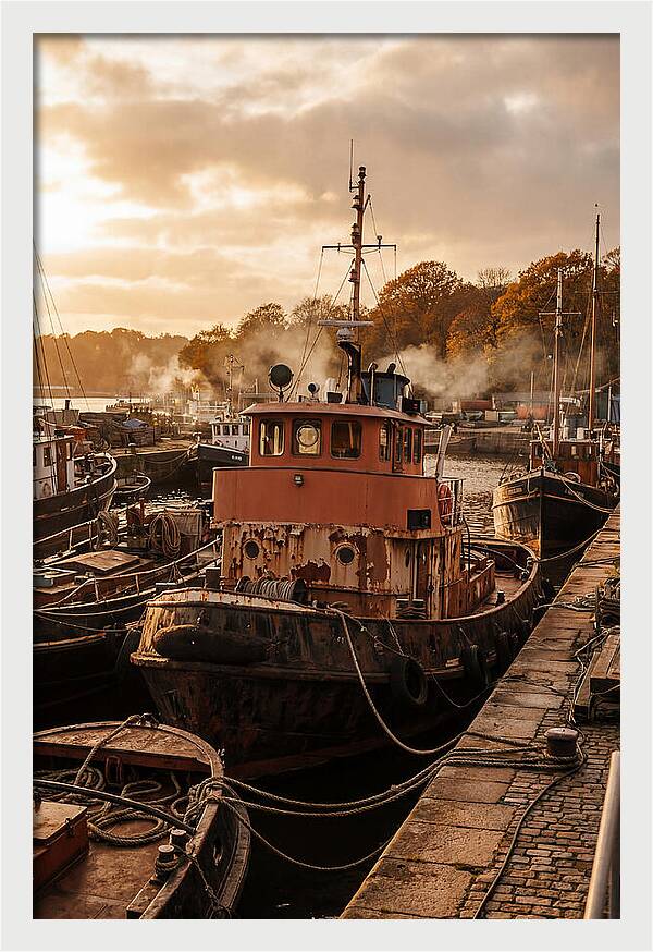 Vintage Tugboat At Dusk