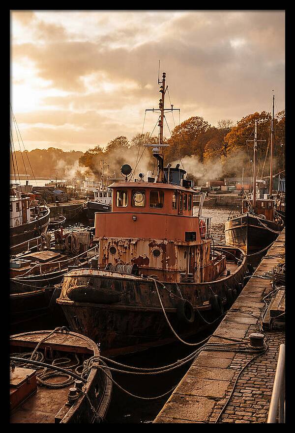 Vintage Tugboat At Dusk