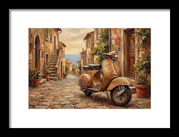 Vintage Vespa Scooter In Mediterranean Alley