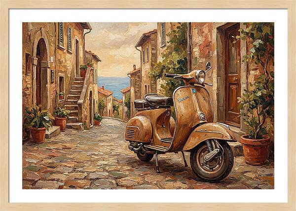 Vintage Vespa Scooter In Mediterranean Alley